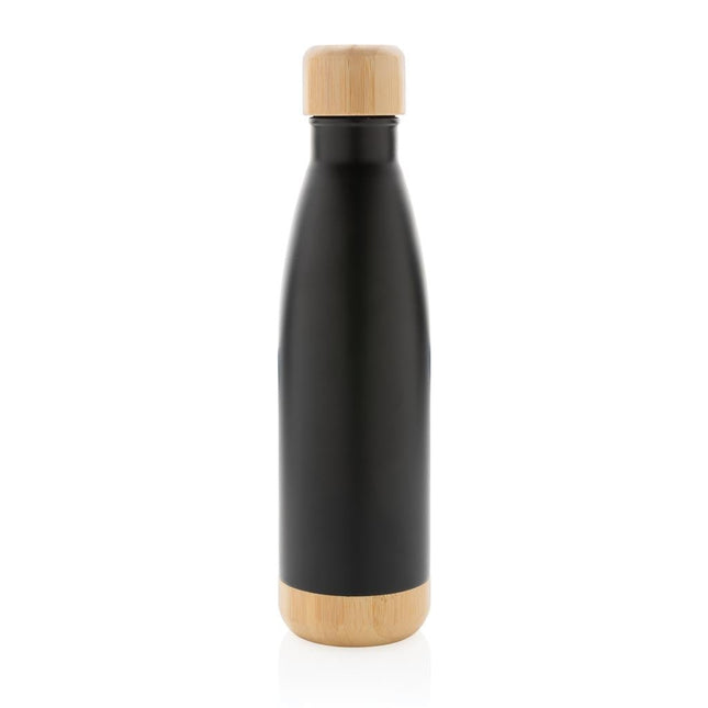 DWGL 3131Toolmart GiftsODESSA - Giftology Double Wall Stainless Bottle with Bamboo Lid and Base - Black