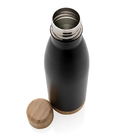 DWGL 3131Toolmart GiftsODESSA - Giftology Double Wall Stainless Bottle with Bamboo Lid and Base - Black