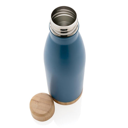 DWGL 3133Toolmart GiftsODESSA - Giftology Double Wall Stainless Bottle with Bamboo Lid and Base - Blue