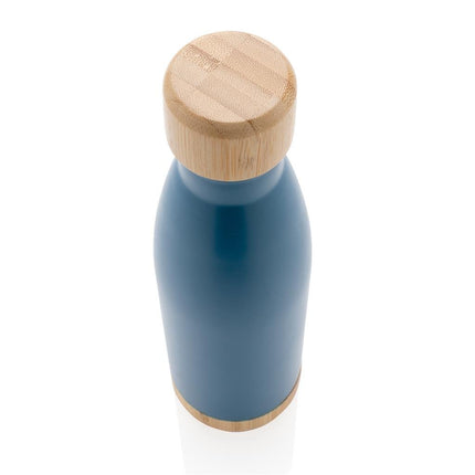 DWGL 3133Toolmart GiftsODESSA - Giftology Double Wall Stainless Bottle with Bamboo Lid and Base - Blue