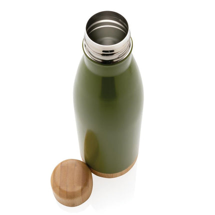 DWGL 3134Toolmart GiftsODESSA - Giftology Double Wall Stainless Bottle with Bamboo Lid and Base - Green