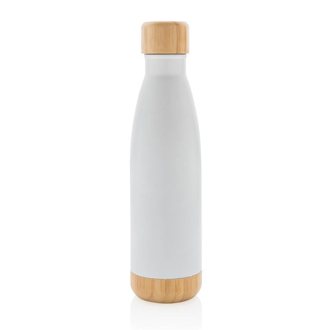 DWGL 3132Toolmart GiftsODESSA - Giftology Double Wall Stainless Bottle with Bamboo Lid and Base - White