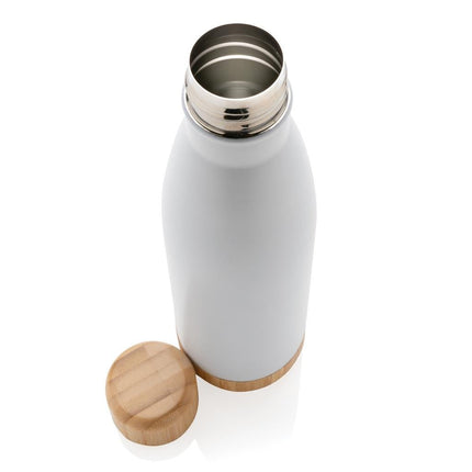 DWGL 3132Toolmart GiftsODESSA - Giftology Double Wall Stainless Bottle with Bamboo Lid and Base - White