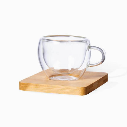 DWEN 3141Toolmart GiftsPAMA - Set of 2 Espresso Cup with Bamboo Coaster