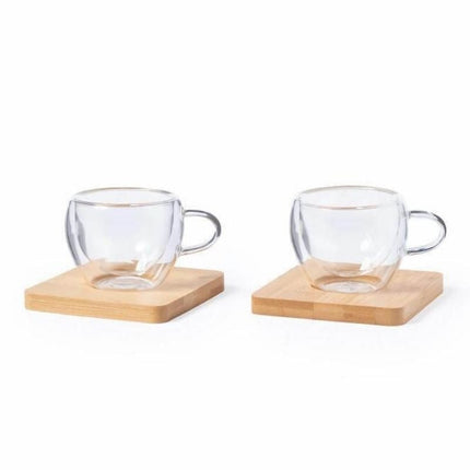 DWEN 3141Toolmart GiftsPAMA - Set of 2 Espresso Cup with Bamboo Coaster