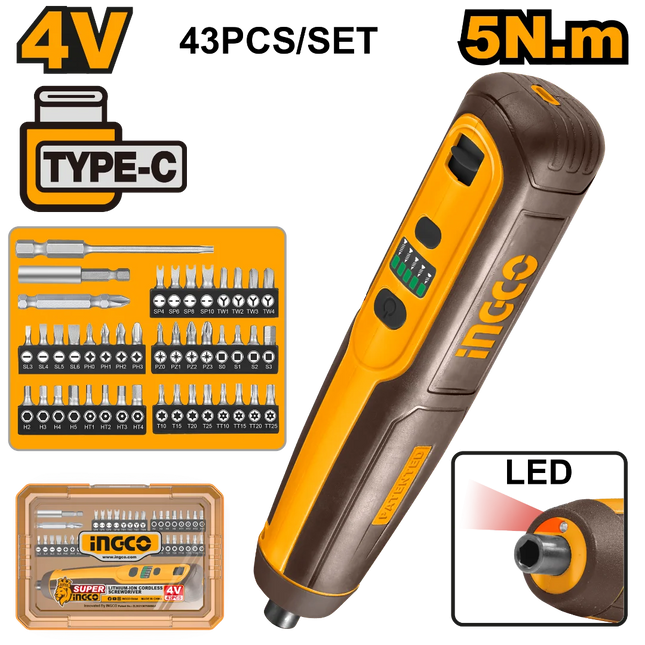 INGCO 4V Cordless Screwdriver CSDLI04062 Professional