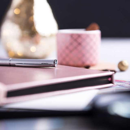 NBMK 101Toolmart GiftsPU A5 Notepad In Metallic Silver Color