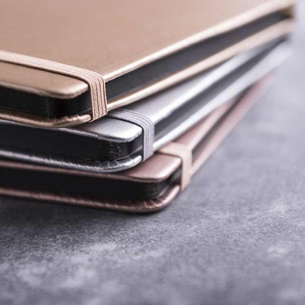 NBMK 101Toolmart GiftsPU A5 Notepad In Metallic Silver Color