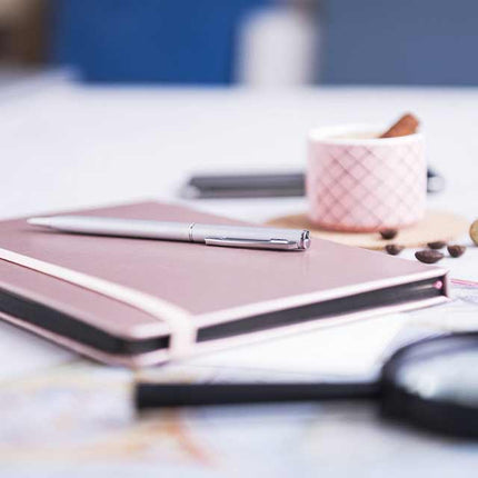 NBMK 101Toolmart GiftsPU A5 Notepad In Metallic Silver Color