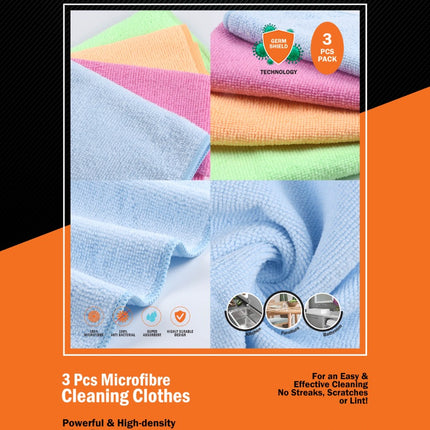 Royalford 3-Piece Microfiber Cleaning Cloths Set | RF10741 , 6294016423012