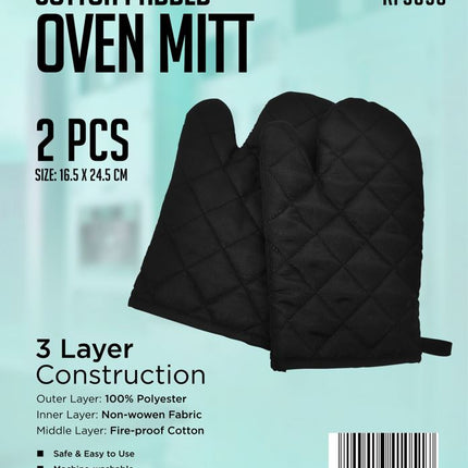 Royalford 2-Piece Cotton Padded Oven Mitts with 3-Layer Heat Protection | RF9698 , 6294016410517