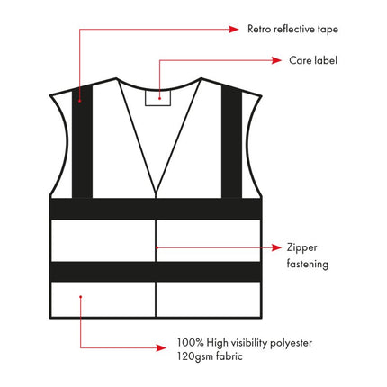 1899910401 - SWurthSAFETY VEST 120GSM FABRIC 4 REFLECTIVE BAND