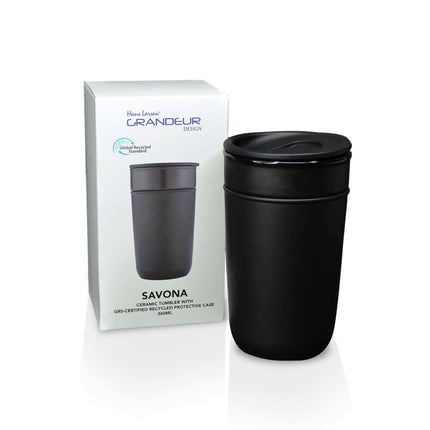 DWHL 3163Toolmart GiftsSAVONA - Hans Larsen Premium Ceramic Tumbler With Recycled Protective Sleeve - Black