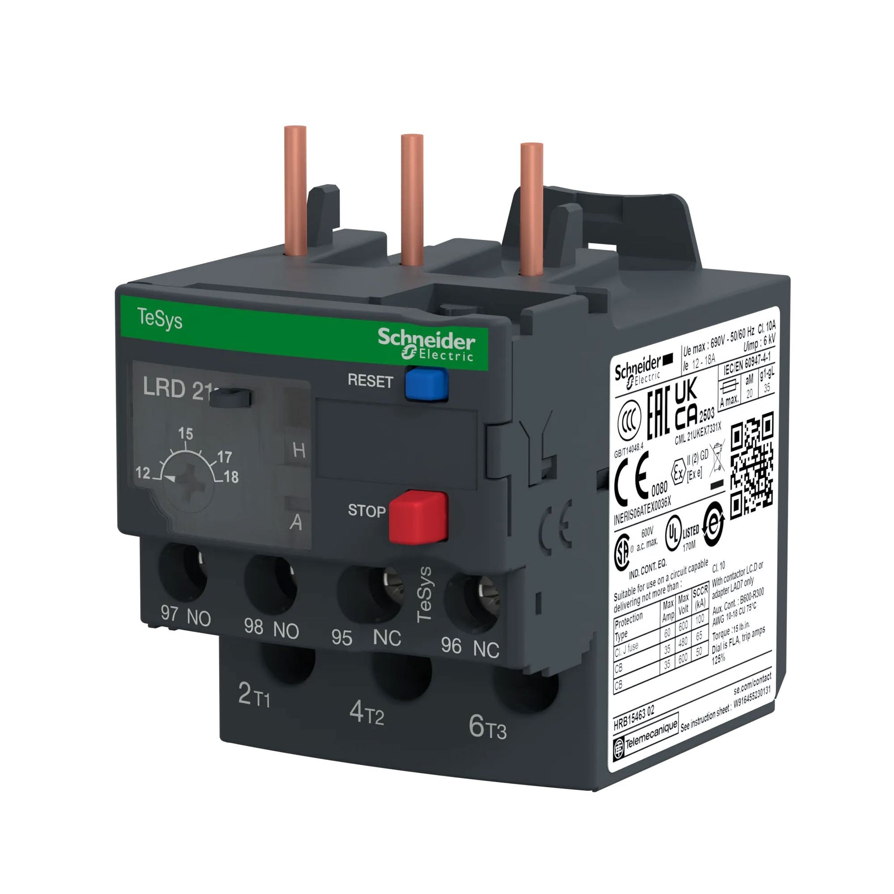Thermal Overload Relay 1 NO 1 NC Phase Failure Protection