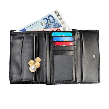 1235A - BlackToolmart GiftsSERRIOA Real Leather Ladies Wallets Black