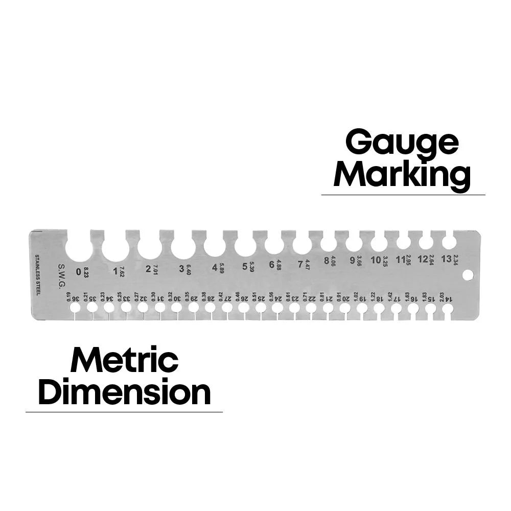 Stainless Steel Wire Gauge Tool - Round SWG Thickness Measurer Ruler WG-002 By ODM