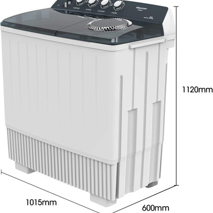 WSBE201HisenseTwin Tub Washer - White | 20 KG