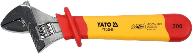 Yato,‫YT-20940‬,Insulated Adjustable Wrench 8" VDE-1000V